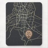 Minimalist NYC Soccer Map Pin Line Art Mousepad (Vorne)