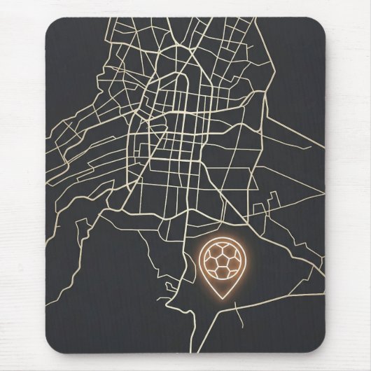 Minimalist NYC Soccer Map Pin Line Art Mousepad (Vorne)
