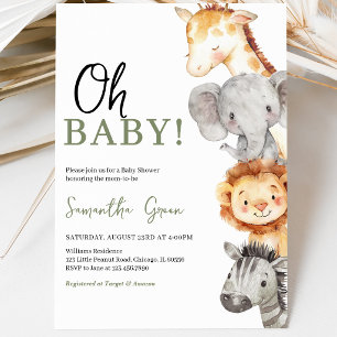 Minimalist Oh Baby Safari Baby Shower Einladung