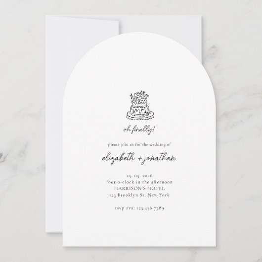 Minimalist Oh Finally Script Hochzeit Einladung (Vorderseite)