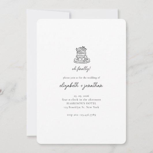 Minimalist Oh Finally Script Hochzeit Einladung (Vorderseite)