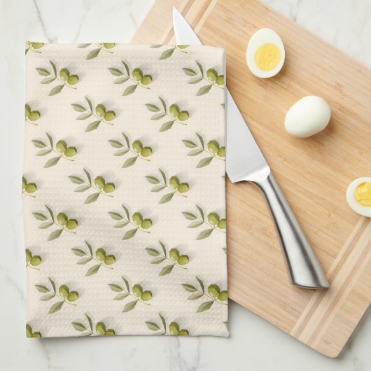Minimalist olive branch seamless pattern geschirrtuch (Viertel Falte)