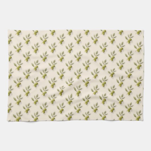 Minimalist olive branch seamless pattern geschirrtuch (Horizontal)