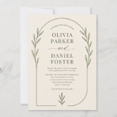 Minimalist Olive Green Boho Arch Wedding Einladung (Vorderseite)