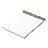 Minimalist Olive Green Elegant Monogram Notizblock (Rotiert)