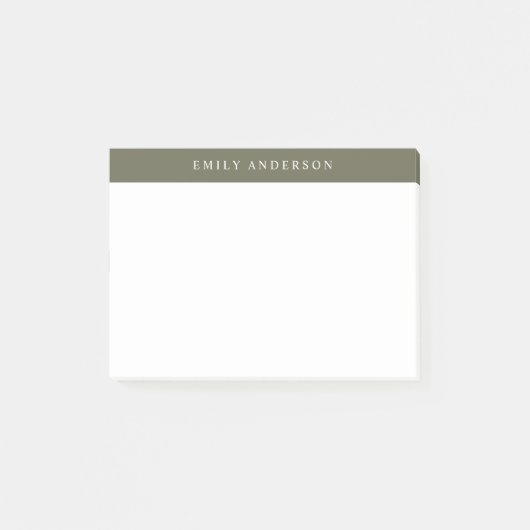 Minimalist Olive Green Elegant Monogram Post-it Klebezettel (Vorderseite)