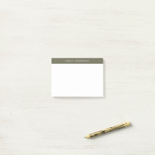 Minimalist Olive Green Elegant Monogram Post-it Klebezettel (Auf Schreibtisch)