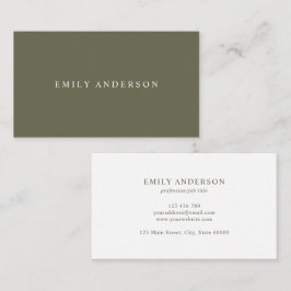 Minimalist Olive Green Elegant Monogram Visitenkarte