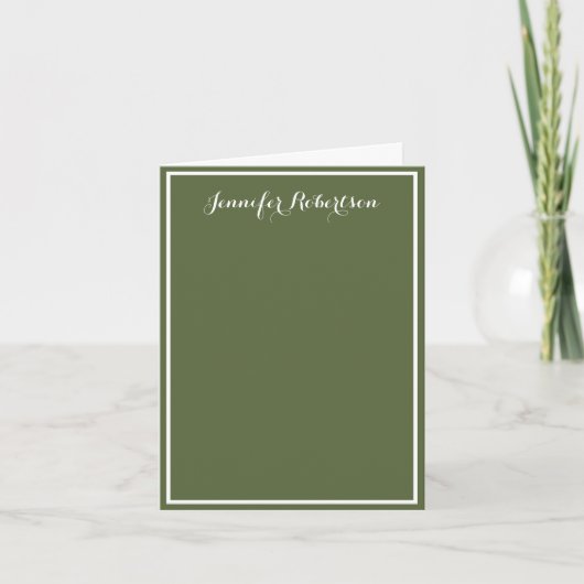 Minimalist Olive Green Elegant Script Custom name (Vorderseite)
