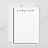 Minimalist Olive Green Elegant Script Custom name Mitteilungskarte (Vorderseite)