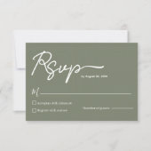 Minimalist Olive Green Wedding RSVP Card Template (Vorderseite)