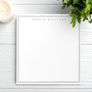 Minimalist Oliven Grün Monogramm Zwei Rahmen Notizblock