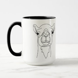Minimalist One Line Camel Face Mug – Modern Contin Tasse