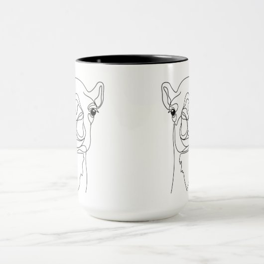 Minimalist One Line Camel Face Mug – Modern Contin Tasse (Zentrum)