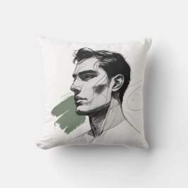 Minimalist One-Line Male Profile Pillow Kissen