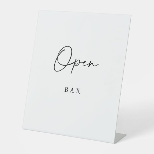 Minimalist Open Bar Sign Modern Elegant Wedding  Sockelschild (Vorderseite)