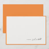 Minimalist Orange Border Personalized Script Mitteilungskarte (Vorne/Hinten)