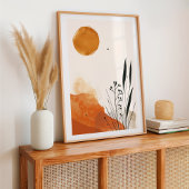 Minimalist Orange Botanisches Boho Poster