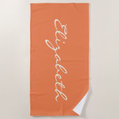 Minimalist Orange Handschrift Name       Strandtuch (Vorderseite)