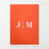 Minimalist Orange Pink Formal Wedding Dreifach Gefaltete Karte (Cover)