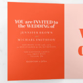 Minimalist Orange Pink Formal Wedding Dreifach Gefaltete Karte (Innen Erste Seite)
