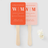 Minimalist Orange Pink Simple Drink Wedding celeb Fächer (Vorne und Hinten)