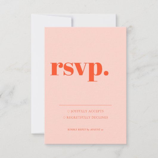 Minimalist Orange Pink  Simple Kindly Reply RSVP Karte (Vorderseite)