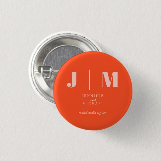 Minimalist Orange Pink Simple Trend Wedding Button (Vorne & Hinten)