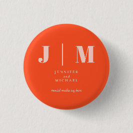 Minimalist Orange Pink Simple Trend Wedding Button