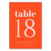 Minimalist Orange Pink Simple Wedding Seating Tischnummer (Rückseite)