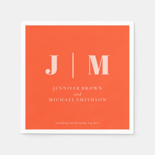 Minimalist Orange Pink Wedding Serviette (Vorderseite)