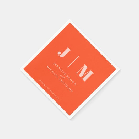 Minimalist Orange Pink Wedding Serviette (Ecke)