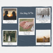 Minimalist Our Story Photo Timeline 5 Polaroid Fleecedecke (Vorderseite (Horizontal))