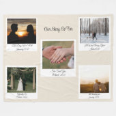 Minimalist Our Story Photo Timeline 5 Polaroid Fleecedecke (Vorderseite (Horizontal))