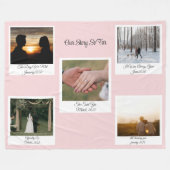 Minimalist Our Story Photo Timeline 5 Polaroid Fleecedecke (Vorderseite (Horizontal))