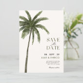 Minimalist palm tree wedding  save the date (Stehend Vorderseite)