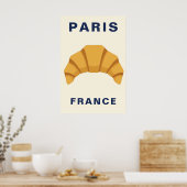 Minimalist Paris France Croissant French Bakery Poster (Küche)