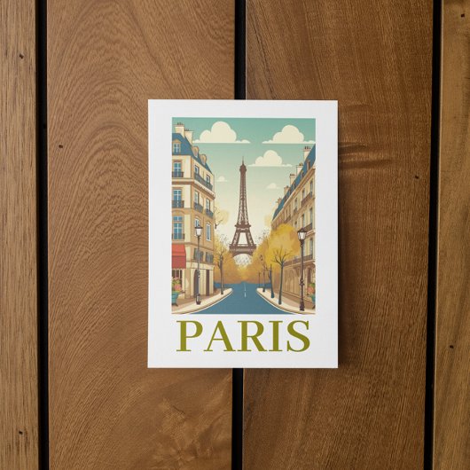 Minimalist Paris France Eiffel Tower Parisian  Postkarte