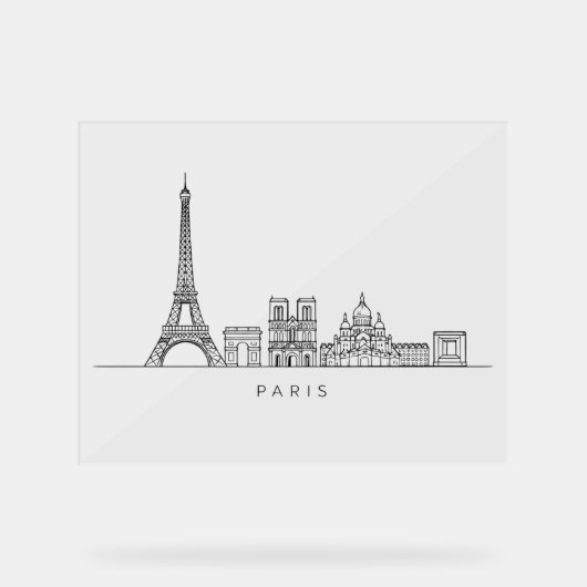 Minimalist Paris Skyline Line Art Acrylschild (Vorderseite)