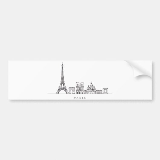 Minimalist Paris Skyline Line Art Autoaufkleber (Vorne)