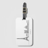 Minimalist Paris Skyline Line Art Gepäckanhänger (Vorderseite Vertikal)