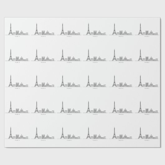 Minimalist Paris Skyline Line Art Geschenkpapier (Flach)