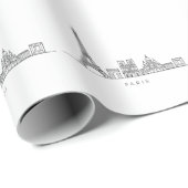 Minimalist Paris Skyline Line Art Geschenkpapier (Rolleneckpunkt)