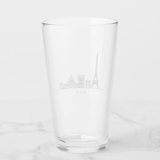 Minimalist Paris Skyline Line Art Glas (Rückseite)