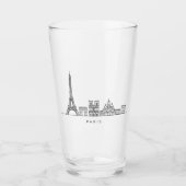 Minimalist Paris Skyline Line Art Glas (Vorderseite)