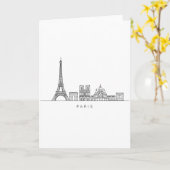 Minimalist Paris Skyline Line Art Karte (Gelbe Blume)