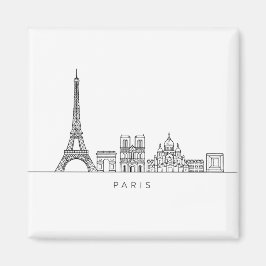 Minimalist Paris Skyline Line Art Magnet