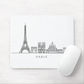 Minimalist Paris Skyline Line Art Mousepad (Mit Mouse)