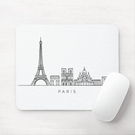 Minimalist Paris Skyline Line Art Mousepad (Mit Mouse)