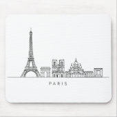 Minimalist Paris Skyline Line Art Mousepad (Vorne)